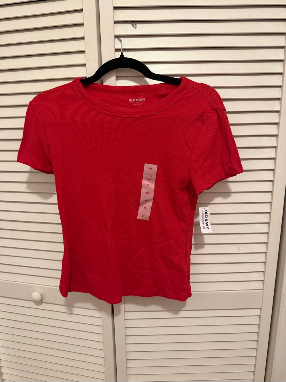 Old Navy Red Short Sleeve Ribbed Crew Tee